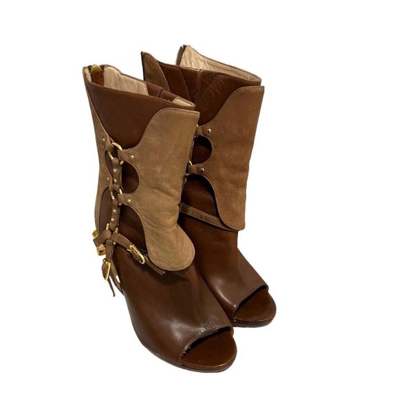 Herve Leger Alyn Leather & Suede Overlay Heels size 36.5 W/Authenticity Cert. - Picture 5 of 12